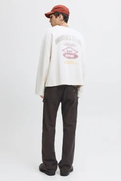 Denim cargo calça
