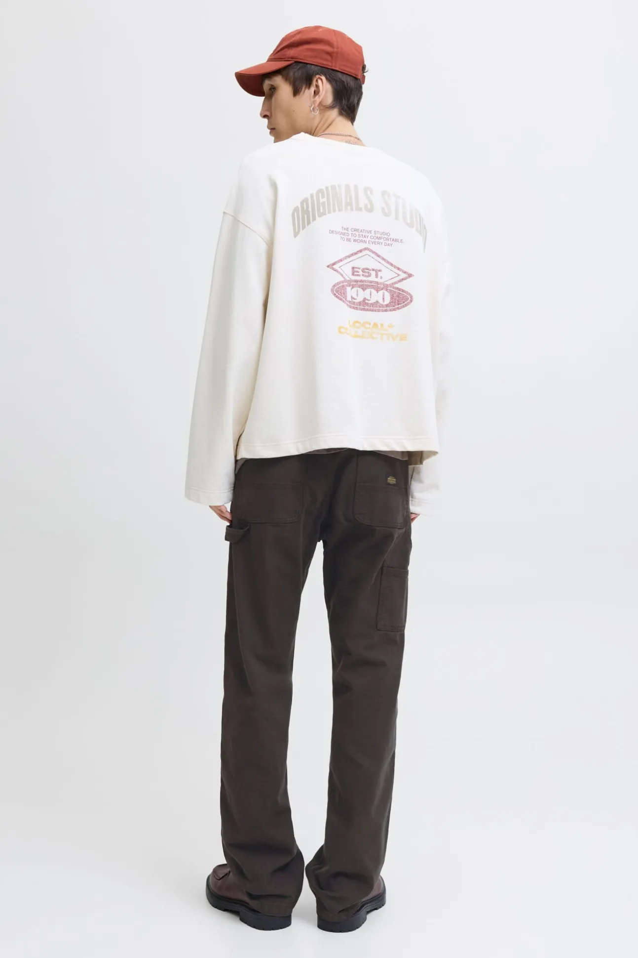 Denim cargo calça