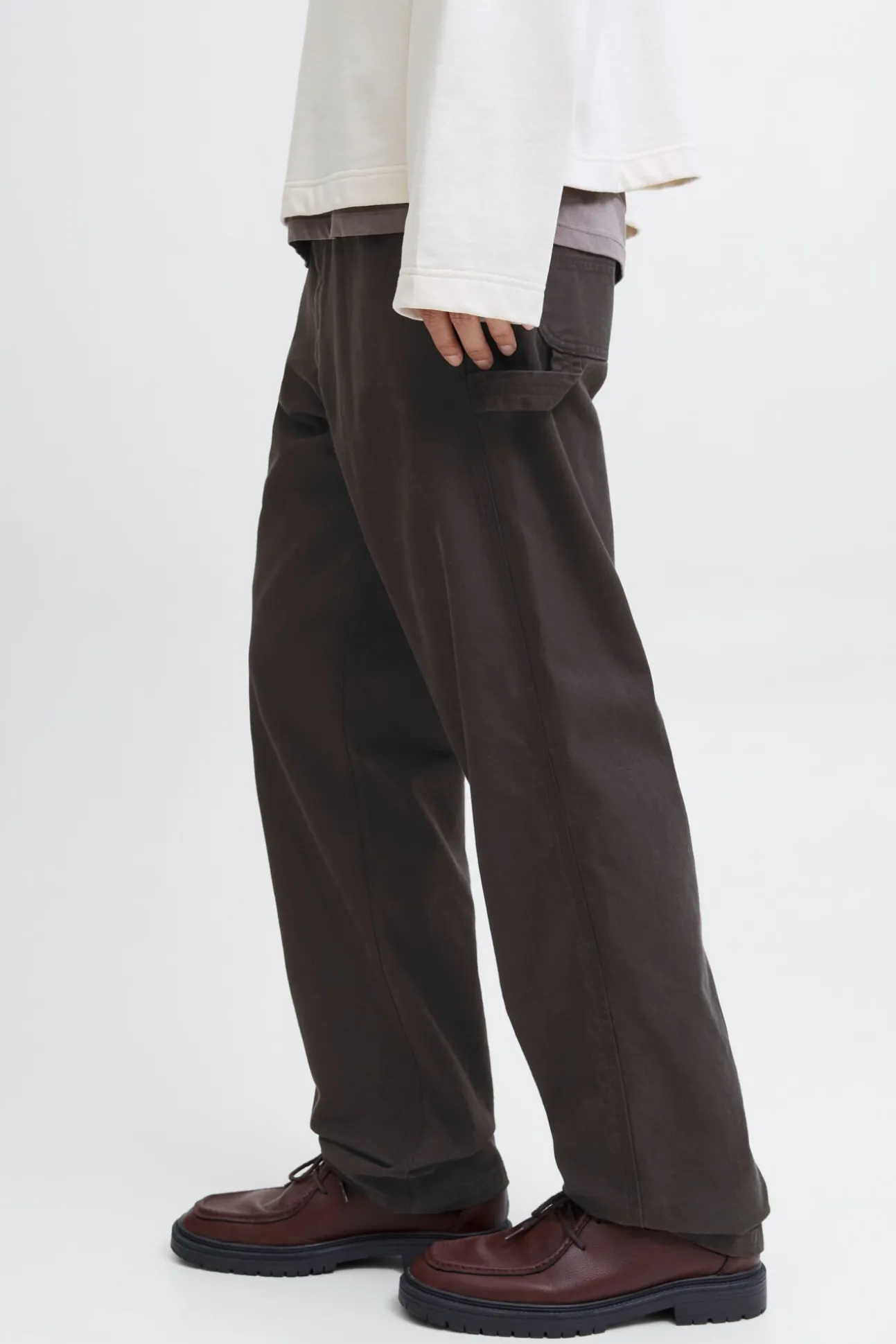 Denim cargo calça