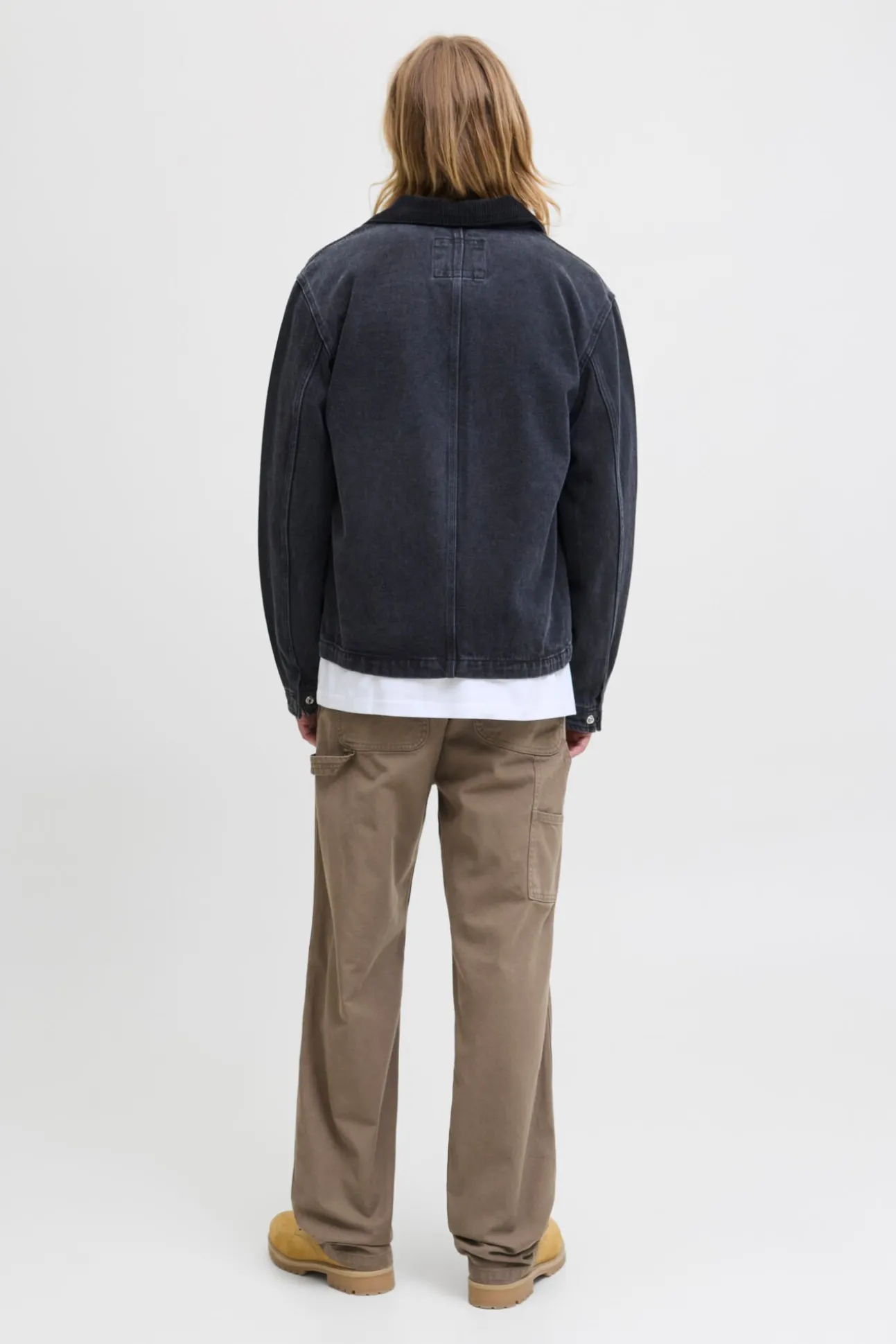Denim cargo calça