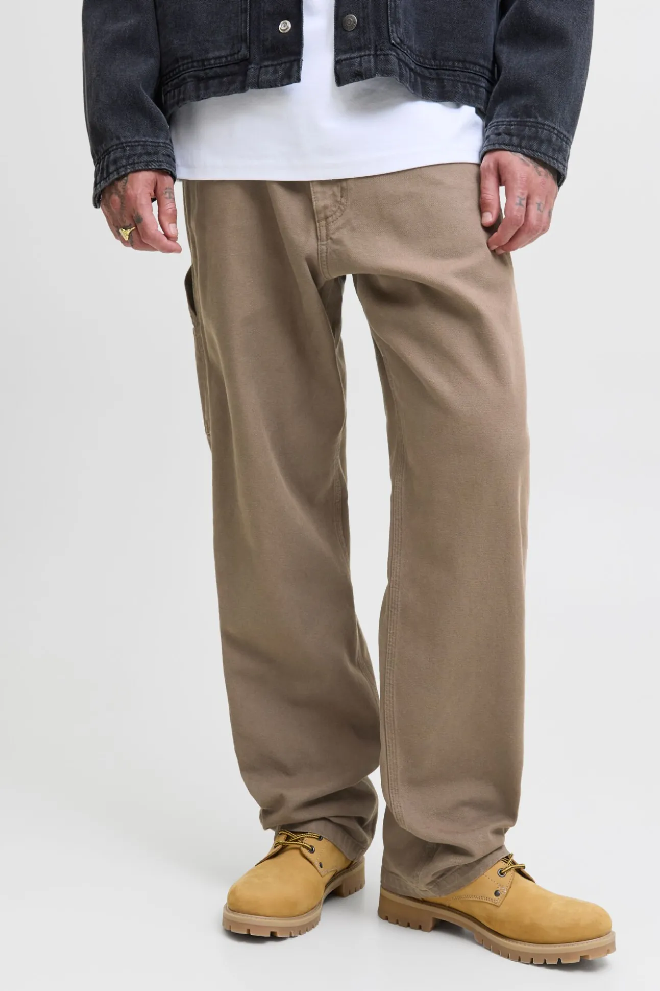 Denim cargo calça