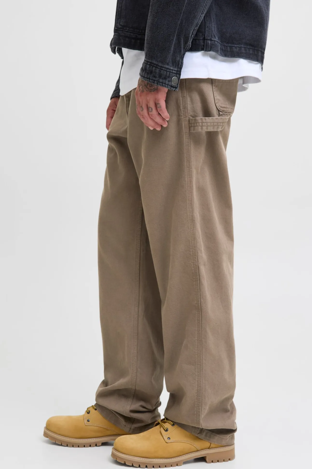 Denim cargo calça
