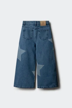 denim jeans culotte para meninas com estrelas