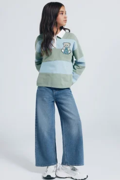 denim jeans culotte para meninas