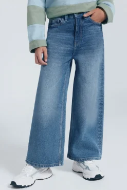 denim jeans culotte para meninas