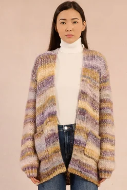 Estampado riscas manga comprida feminino