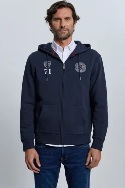 Fecho-Éclair com sweatshirt e escudo azul marinho
