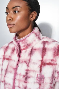 Fecho-Éclair de sweatshirt com polar rosa chiclete