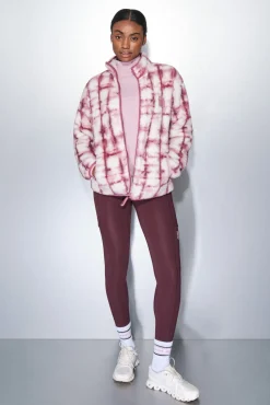 Fecho-Éclair de sweatshirt com polar rosa chiclete