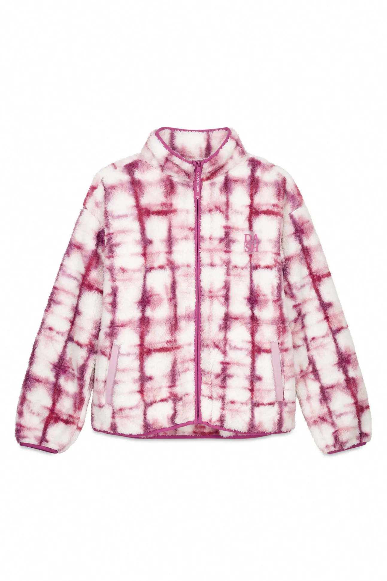 Fecho-Éclair de sweatshirt com polar rosa chiclete