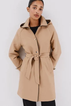 Gabardina acetinada capuz desmontável