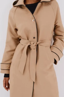 Gabardina acetinada capuz desmontável