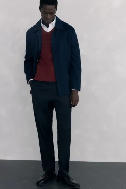 Gola de lã merino e cashmere com bico