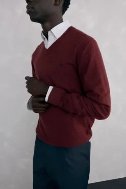 Gola de lã merino e cashmere com bico