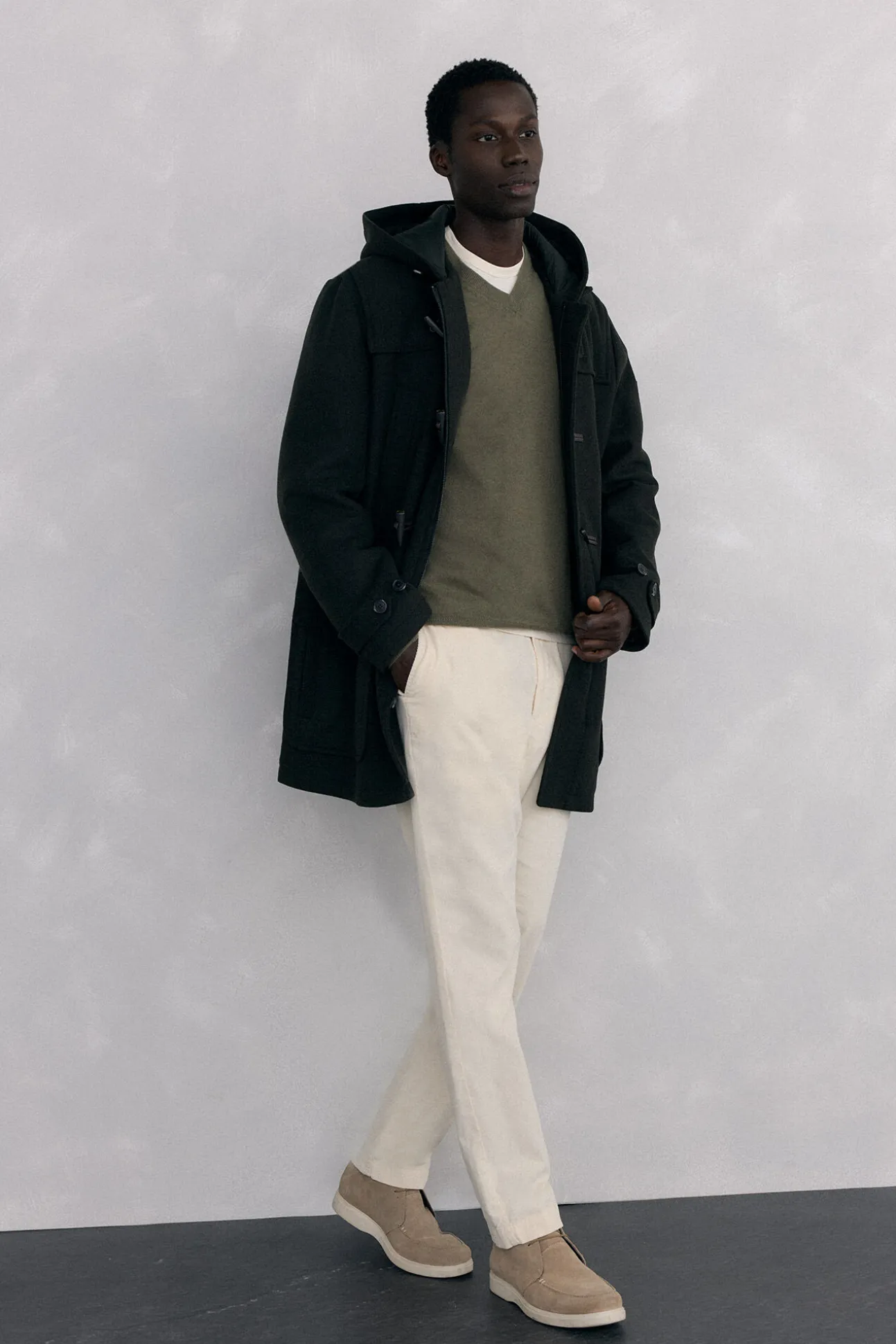 Gola de lã merino e cashmere com bico