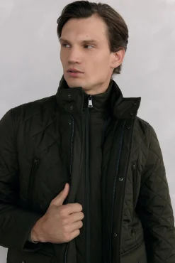 Jaqueta acolchoada com padrão de diamante