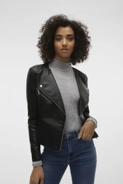 Jaqueta biker feminina em polipele