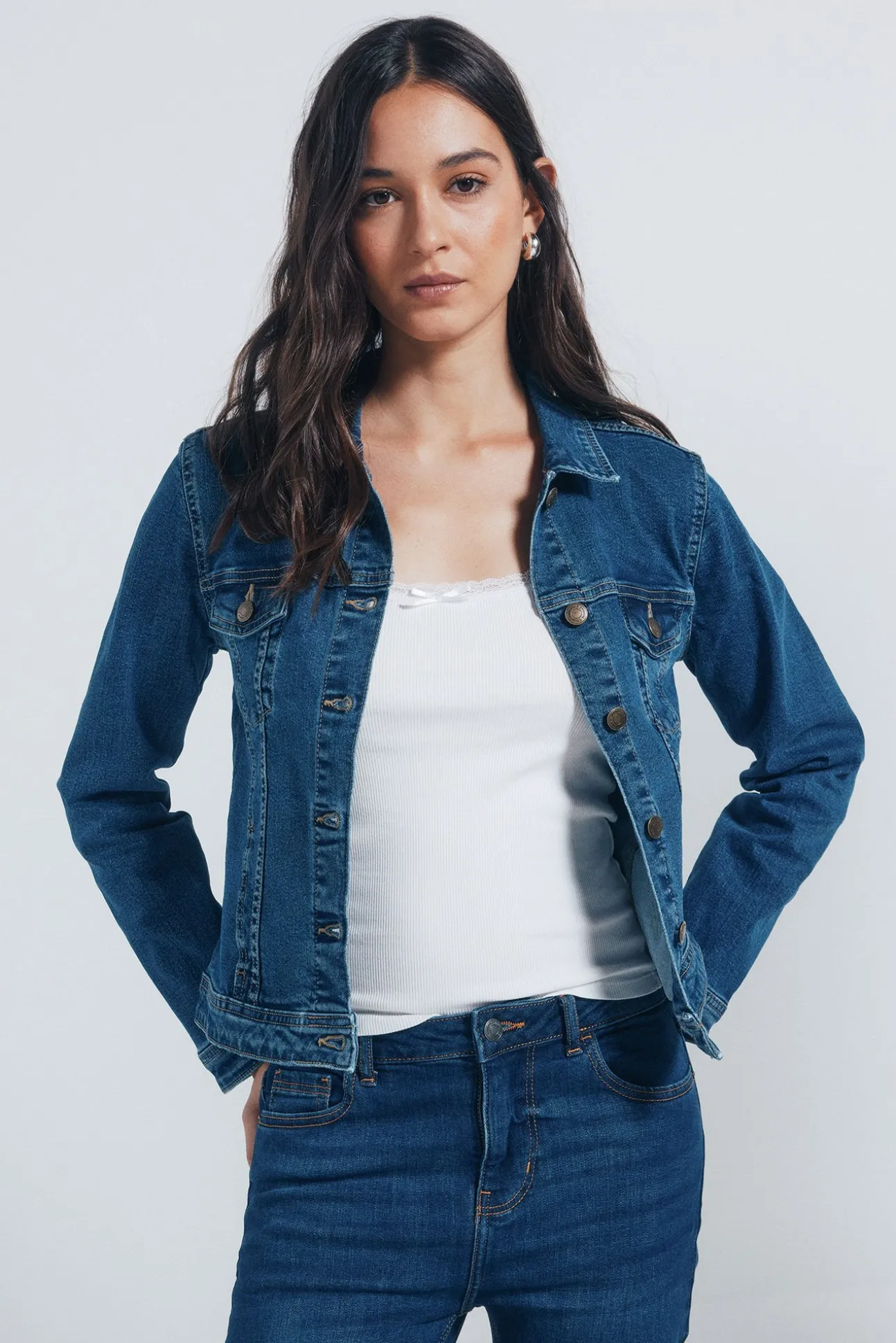 Jaqueta jeans de algodão