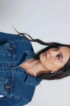 Jaqueta jeans de algodão