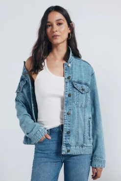Jaqueta jeans de algodão oversized