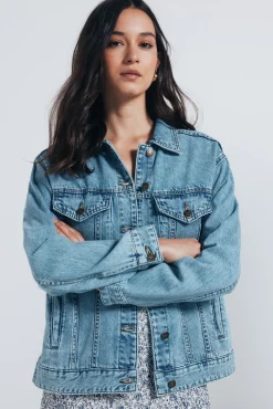 Jaqueta jeans de algodão oversized