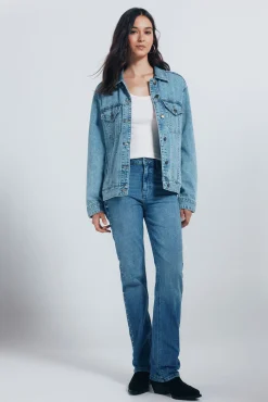 Jaqueta jeans de algodão oversized