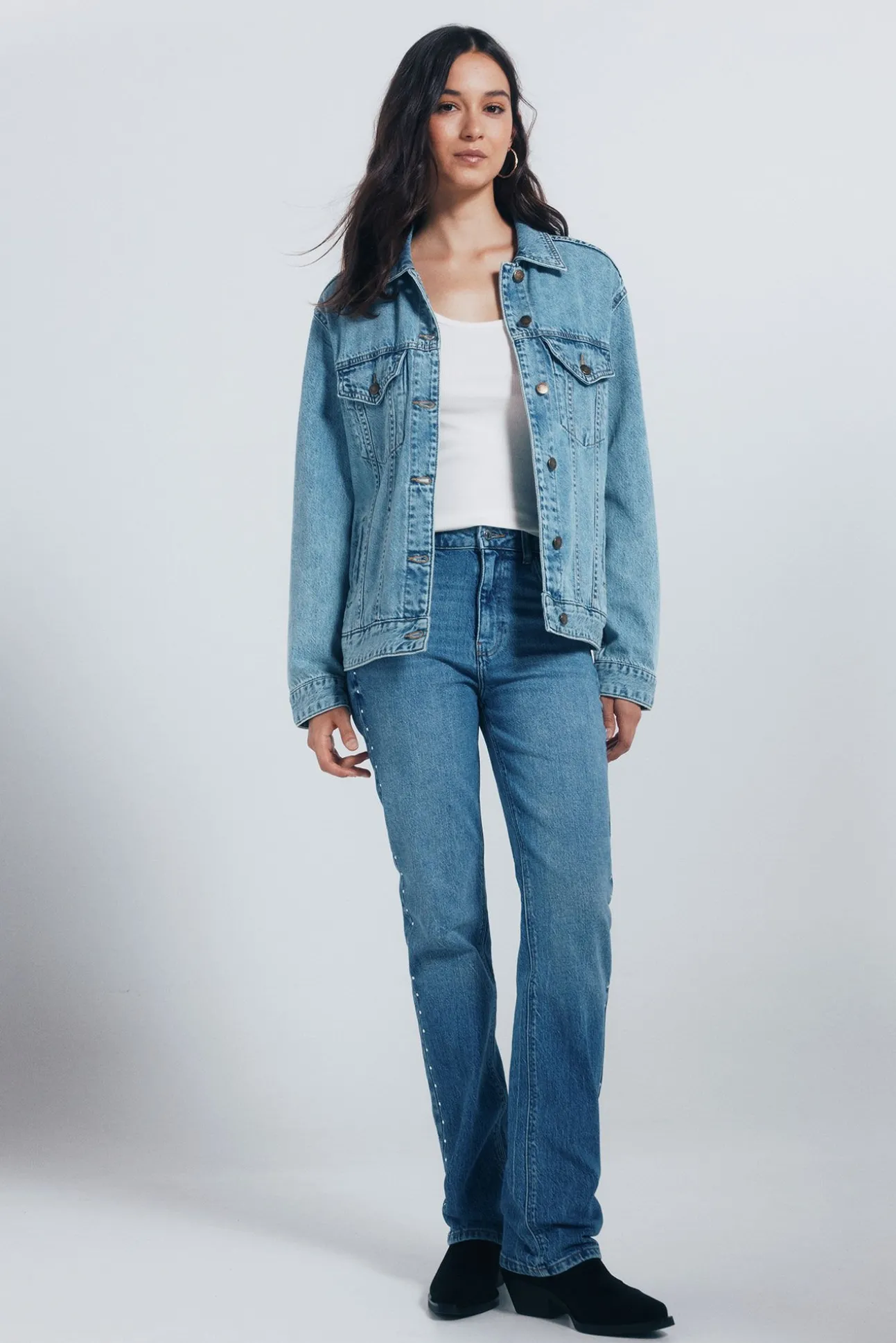 Jaqueta jeans de algodão oversized