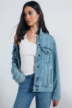 Jaqueta jeans de algodão oversized