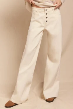 Jeans de botões largos