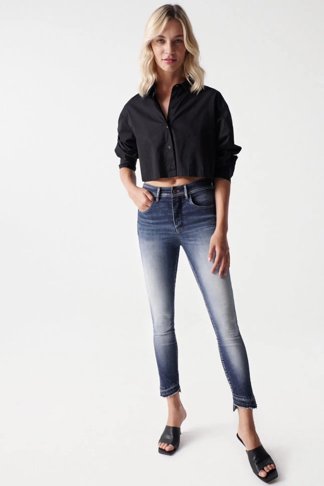 Jeans faith push in cropped lavagem premium
