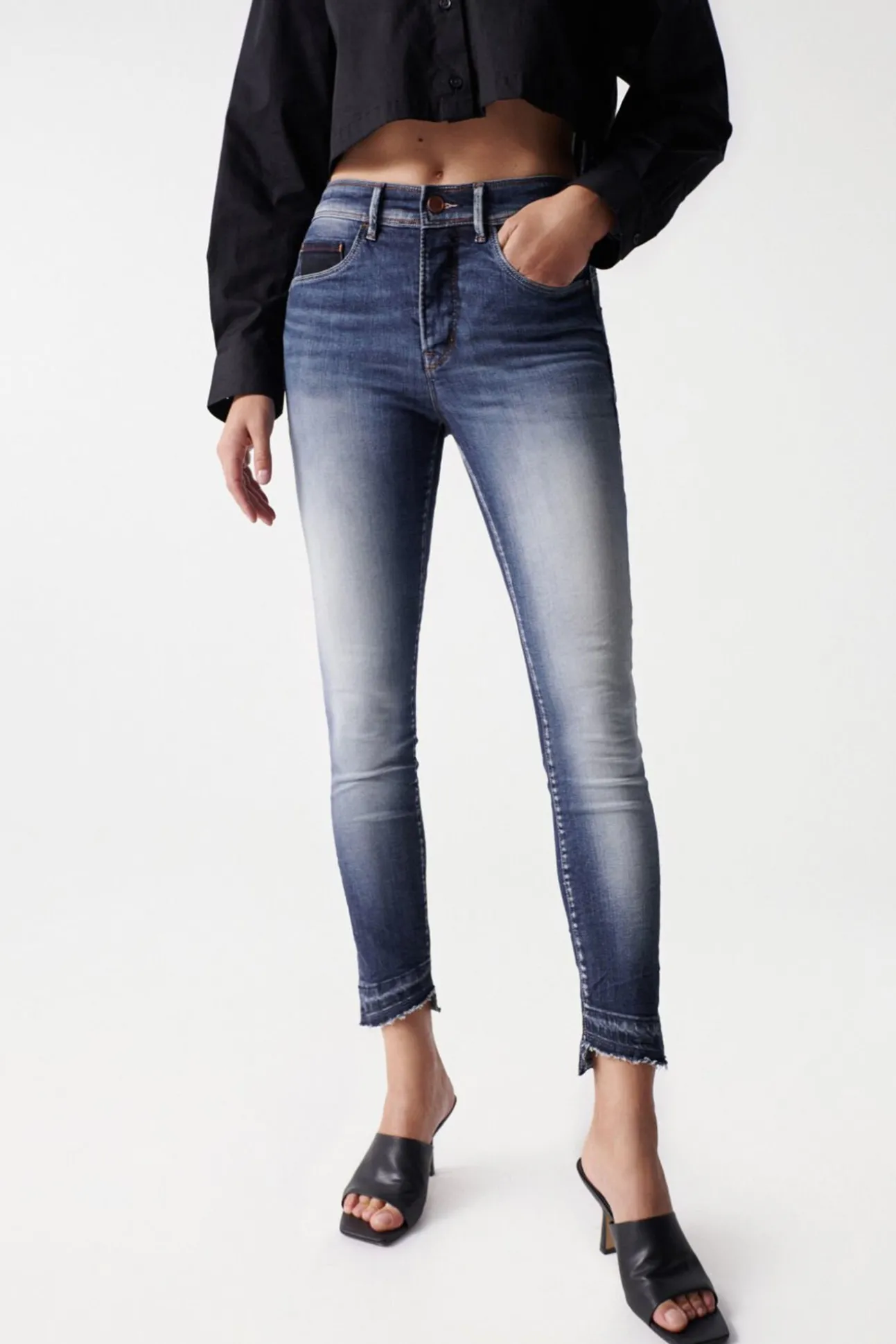 Jeans faith push in cropped lavagem premium