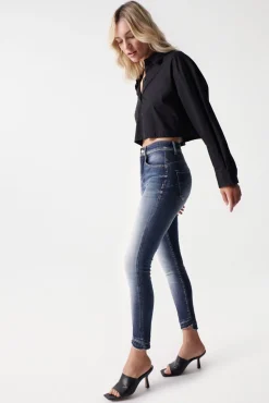 Jeans faith push in cropped lavagem premium