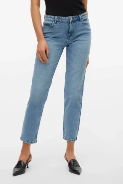 Jeans retas de cintura média