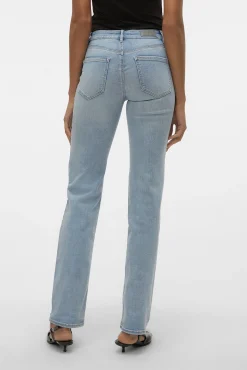 Jeans retas de cintura subida