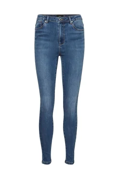 Jeans skinny de mulher com cintura alta