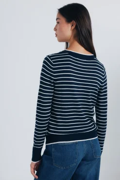 Jersey fino com botões e punhos