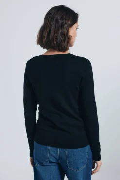 Jersey fino com botões e punhos