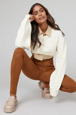 Leggings moldadoras efeito camurça