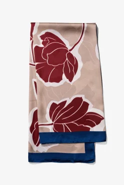 Lenço de cetim com estampado floral