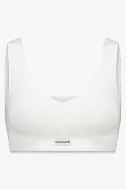 LOVELY top branco canelado sem costura