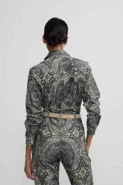 Macacão de veludo cotelê com estampado de caxemira