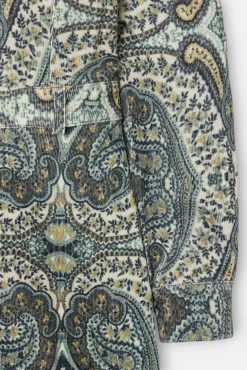 Macacão de veludo cotelê com estampado de caxemira