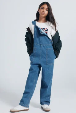 Macacão jeans longo para meninas