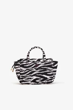 Mala acolchoada com estampado de zebra