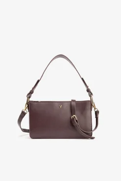 Mala com efeito de couro e bolso