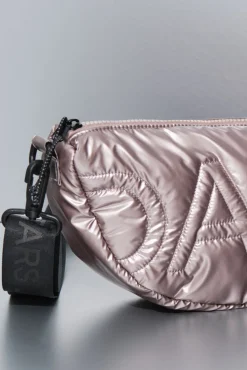 Mala de ombro em nylon rosa metálico