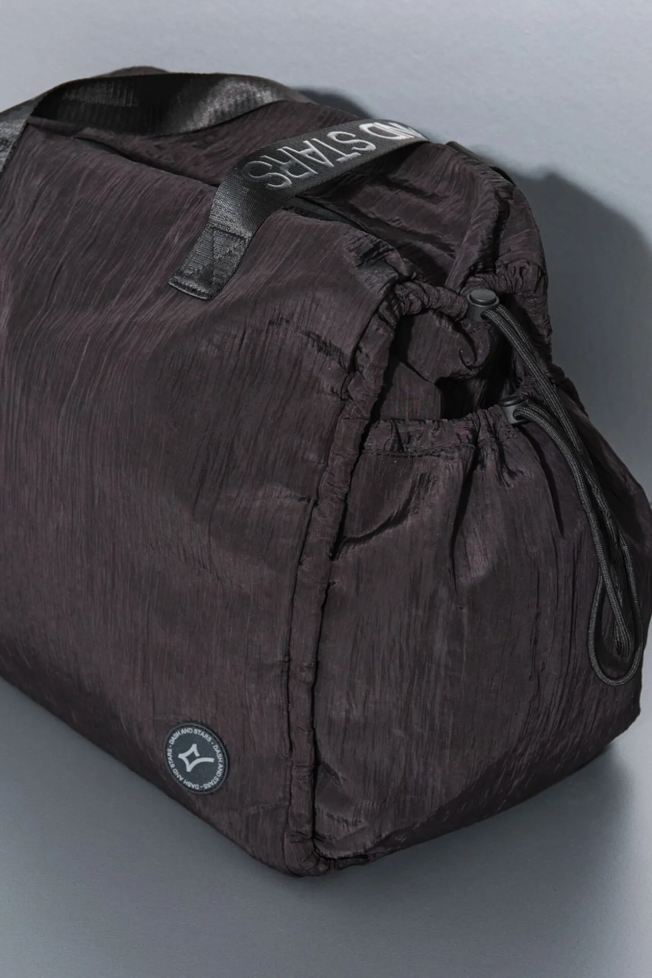 Mala de viagem de nylon acetinado preto