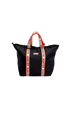 Mala tote Roberts com logo jacquard e tecido preto