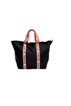 Mala tote Roberts com logo jacquard e tecido preto