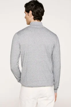 Malha 100% camisola com meia fecho-éclair .
